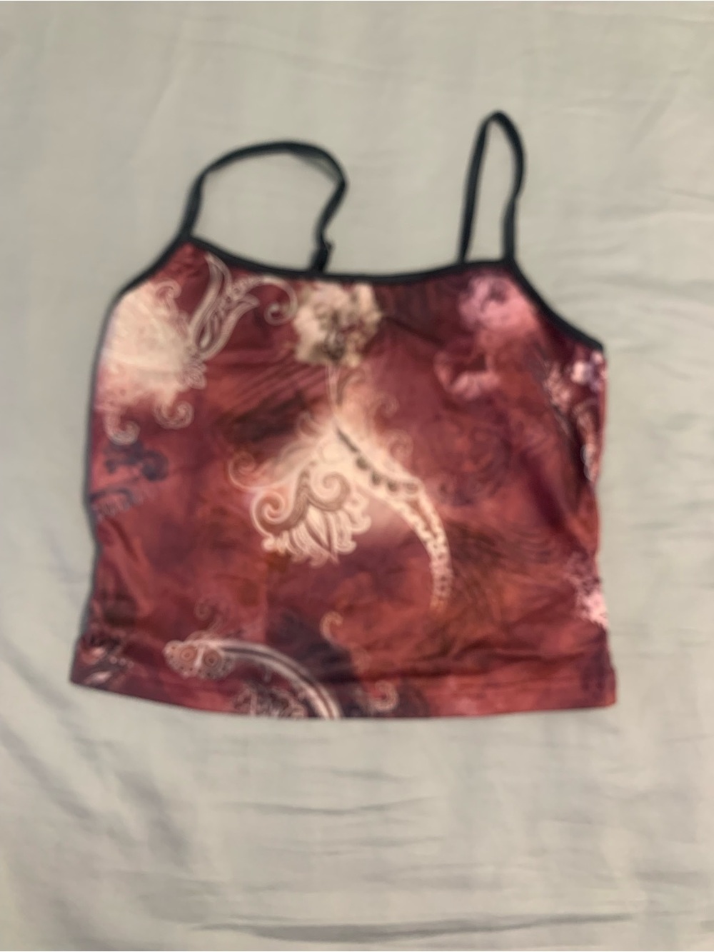 Women's Burgundy Paisley Satin Cami Top - Unbranded